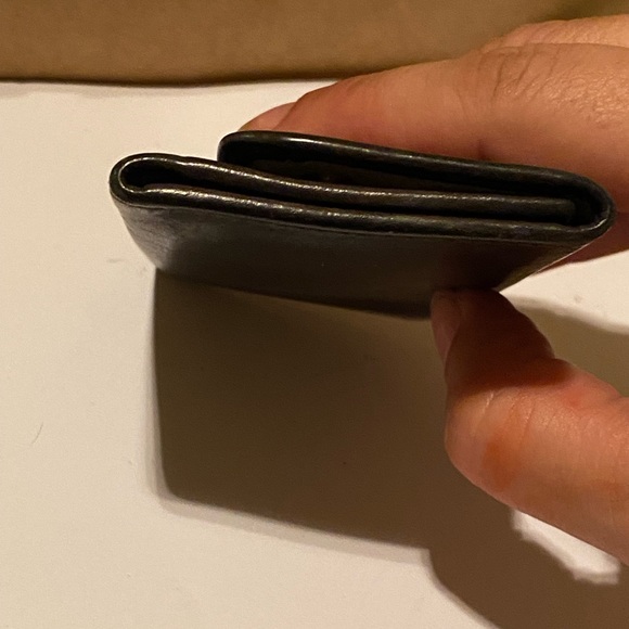 Auth PRADA Saffiano Black Leather Ribbon Trifold Wallet Compact Wallet #9388 - Picture 5 of 8